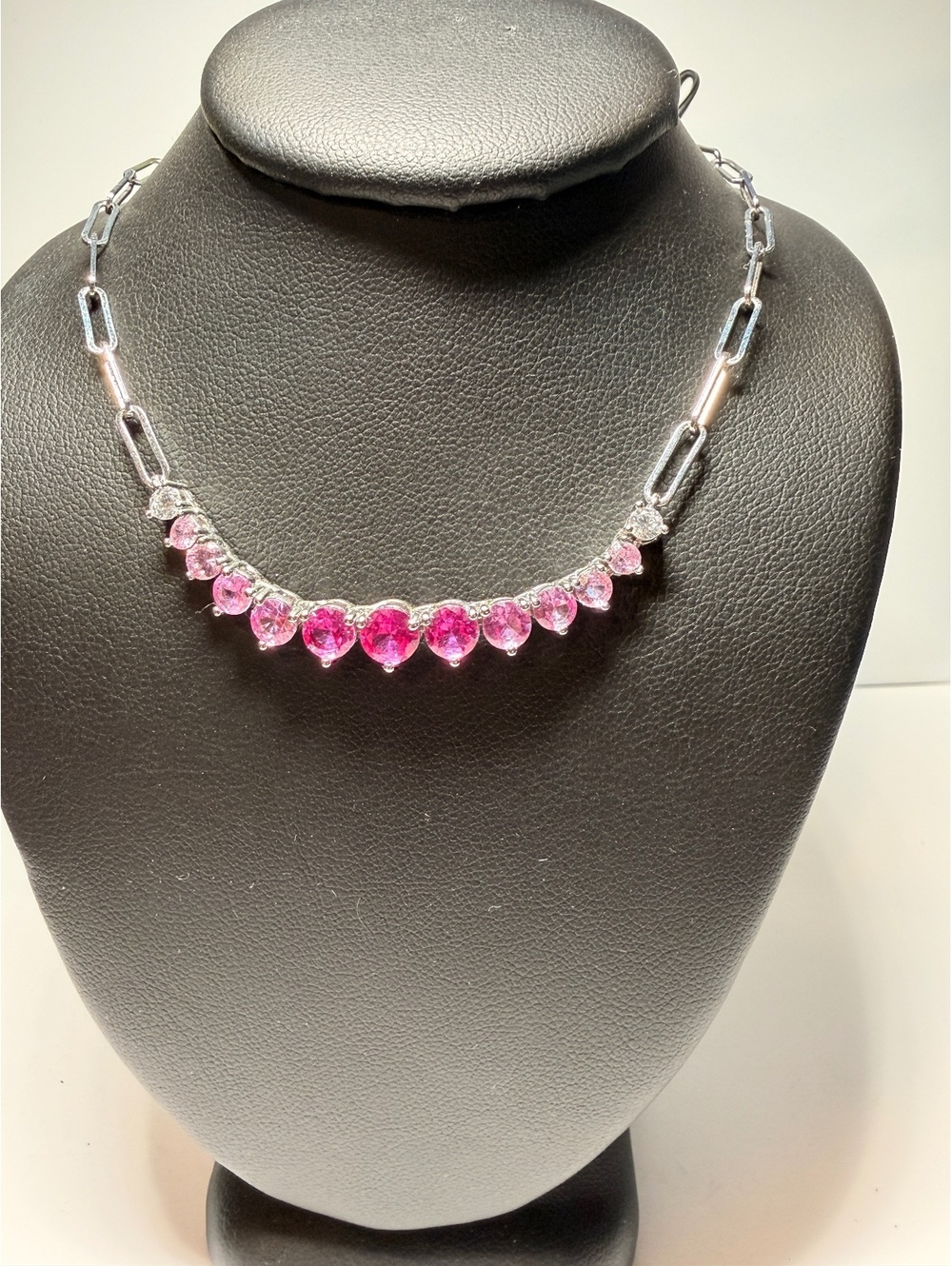 Melinda Maria Samantha Ombré Pink 19” Necklace Paperclip Chain